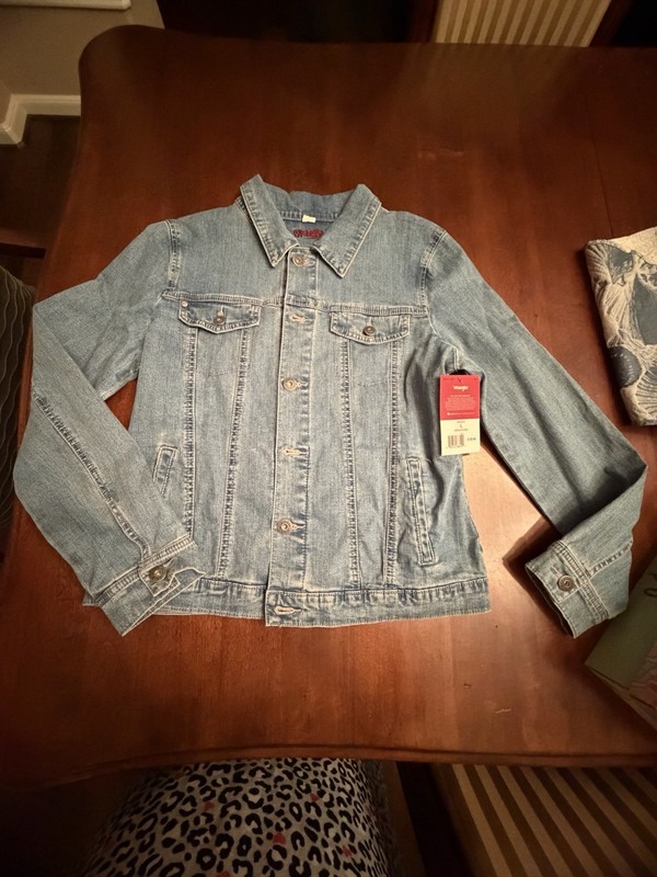 Wrangler Authentic WRAJKTE Stretch Med Stone Denim Long Sleeve Jacket Large