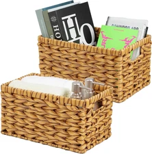 Wicker Baskets, Wicker Storage Baskets for Organizing Shelves, Waterproof Plasti