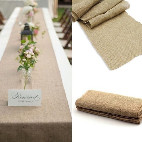 Runner da tavolo decorazione matrimonio 30*275 cm imitato lino pizzo runner legg - Picture 1 of 11