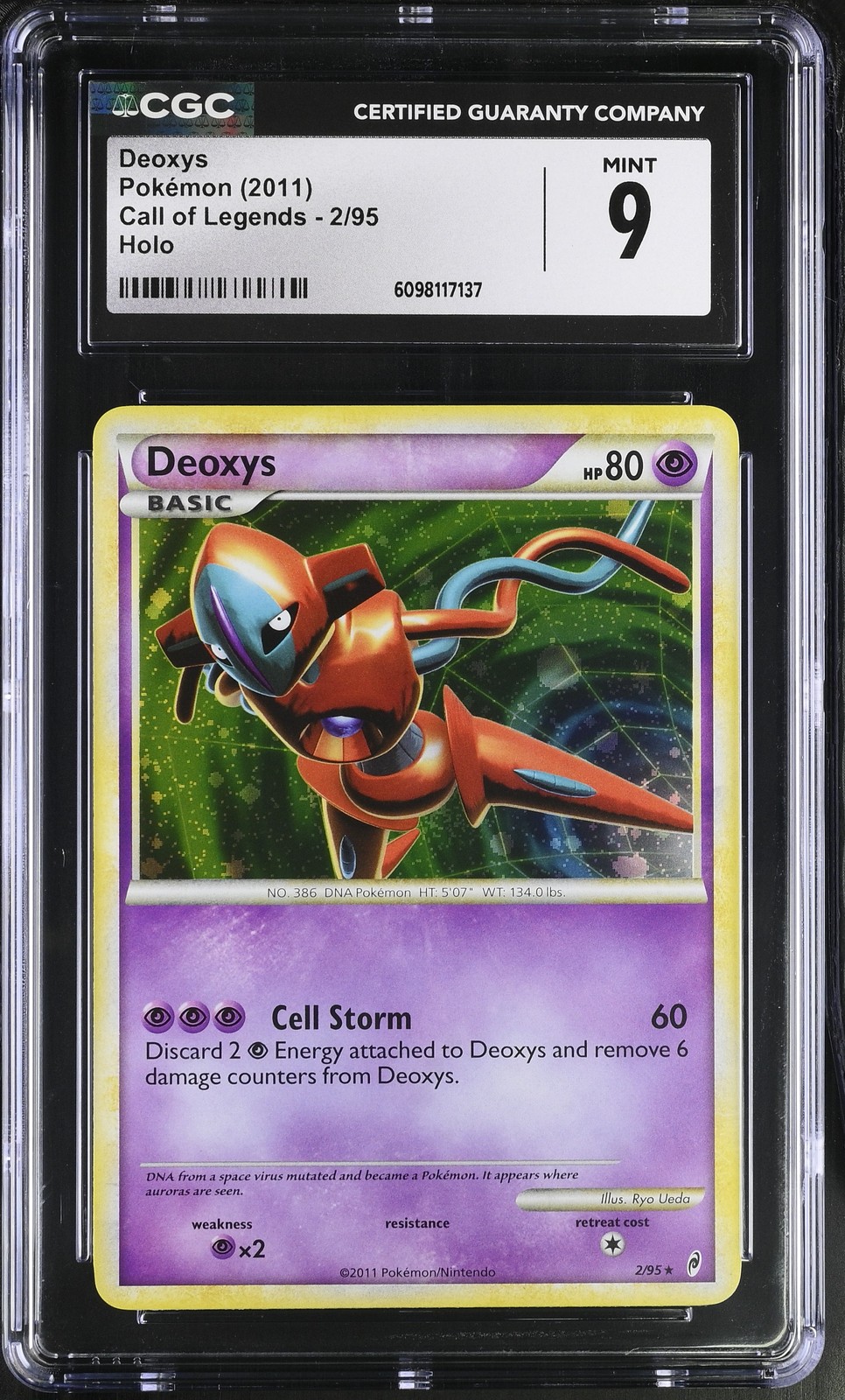 CGC 9 MINT Deoxys 2011 Call of Legends 2/95 Holo Pokemon Card