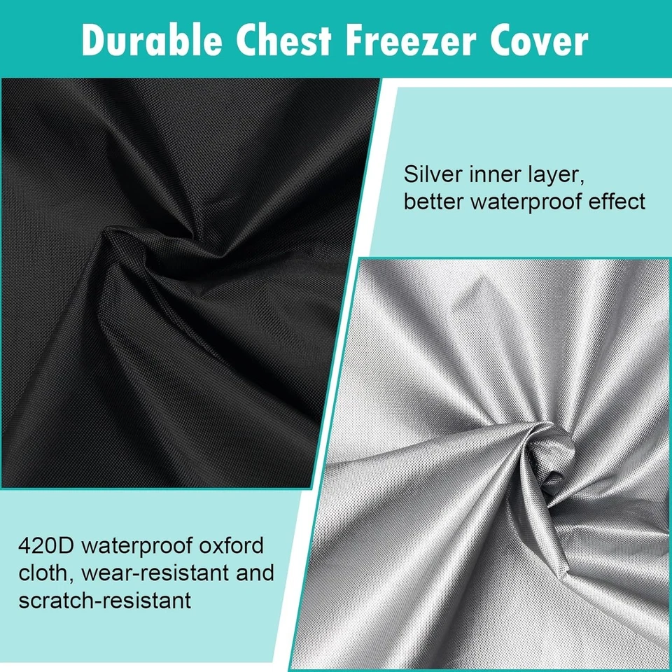 Black Chest Freezer Cover Waterproof Freezer Cover Full Cover Deep 25Lx23Wx34H - Image 3 of 4