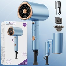 Foldable Ionic Hair Dryer 2000W Professional Blow Dryer with 2 Speed 3 Heat