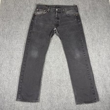 Vintage Levis 505 Jean Men 34x30 Black Regular Straight Fade Made in USA 90s Y2K