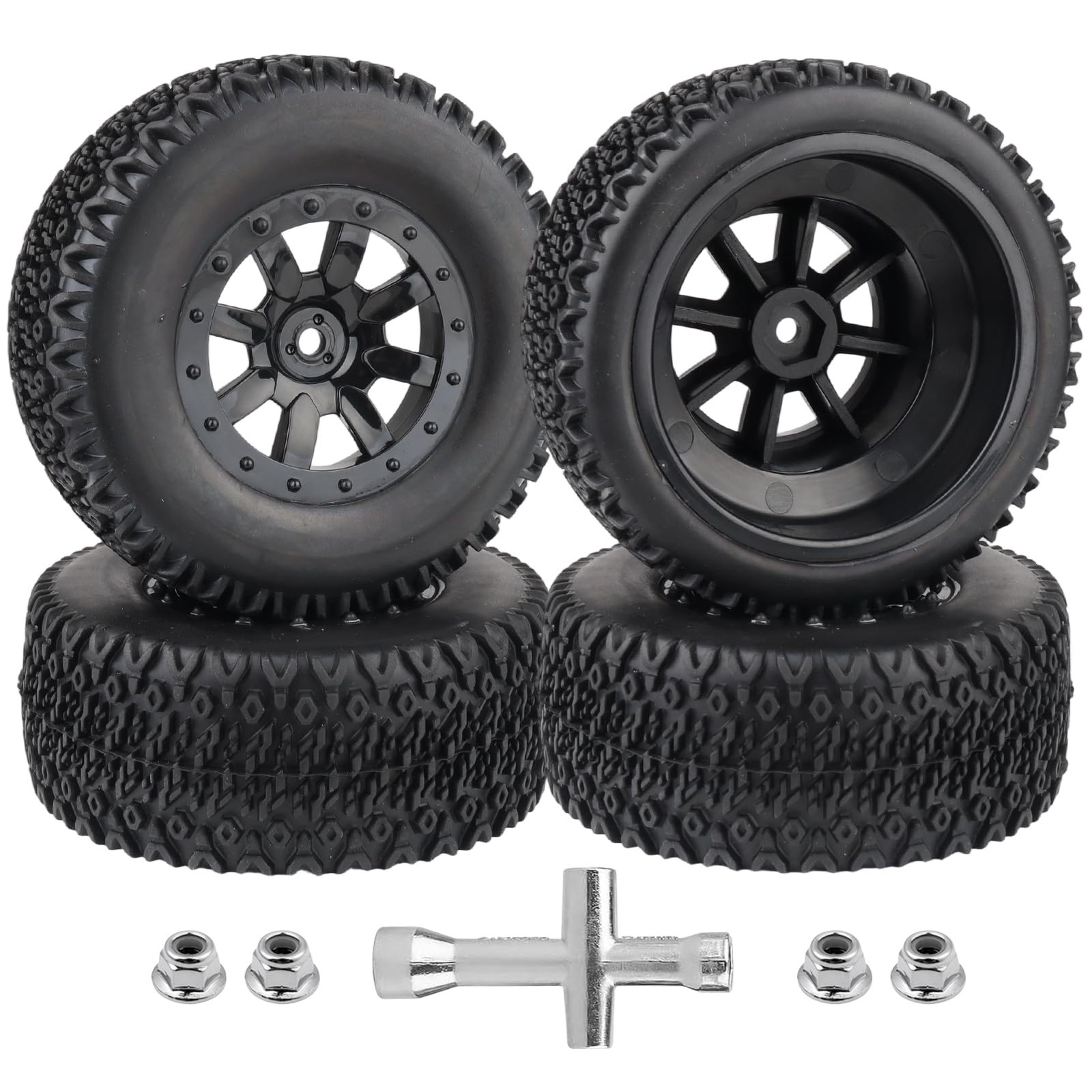 Pre-Glued RC Tires and Wheels 12mm Hex for 1/10 Scale RC Short Course Truck T...