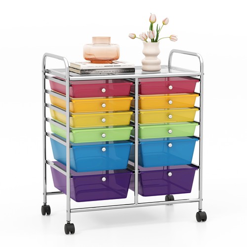 12 Drawers Rolling Cart Storage Multicolor Scrapbook Paper Organizer Office Bins - Picture 7 of 8