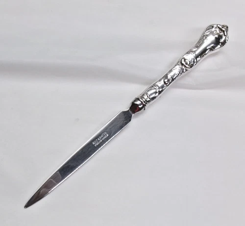 LES CINQ FLEURS STERLING SILVER HANDLE LETTER OPENER-ORNATE 1900 REED/BARTON