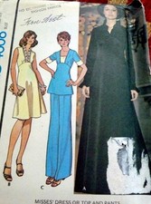 LOVELY VTG 1970s DRESS TOP PANTS Sewing Pattern 12/34 FF
