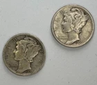 1930 + 1930 S Mercury Silver Dime 10c US Type 2-Coin Circulated TWO 10-Cents Lot