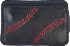 Rawlings Baseball Stitch Leather Front Pocket Magnetic Wallet RS10005 RFID - Bla