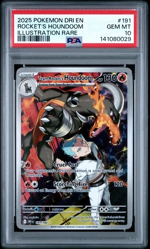 2025 POKEMON DESTINED RIVALS ILLUSTRATION RARE #191 TEAM ROCKETS HOUNDOOM PSA 10