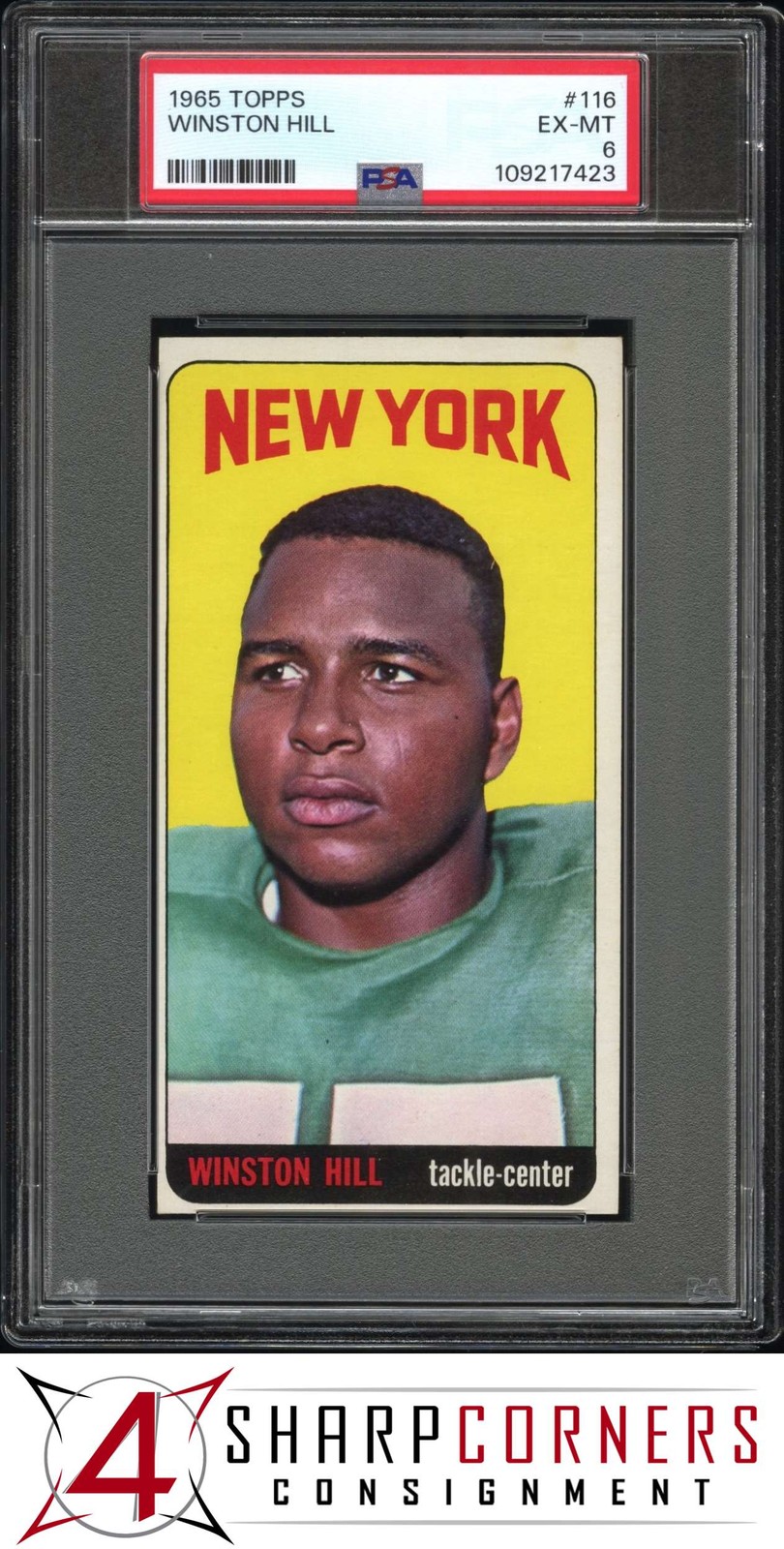 1965 TOPPS #116 WINSTON HILL RC JETS HOF PSA 6