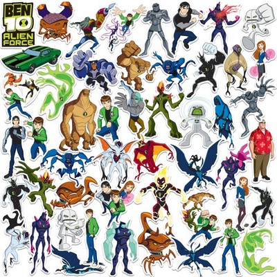 BEN 10 ALIEN FORCE CHARACTERS DIE CUT VINYL 50 CT STICKER PACK