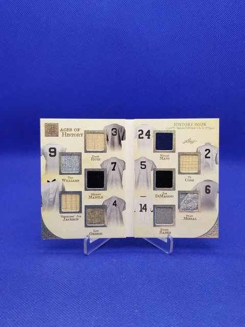 Leaf History Book Shoeless Joe Jackson Ruth Gehrig Mantle Mays Jersey Bat 10x /3