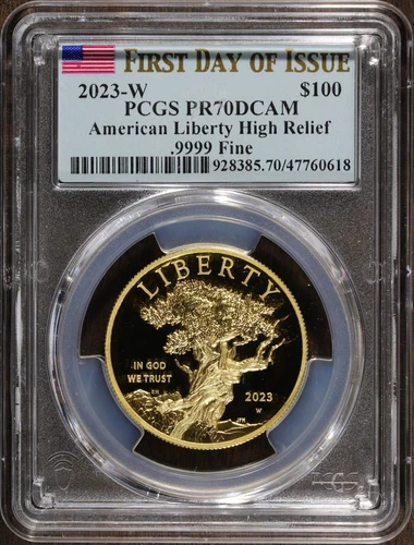 2023-W (PR70) 1 oz High Relief Proof Gold American Liberty $100 PCGS FDOI