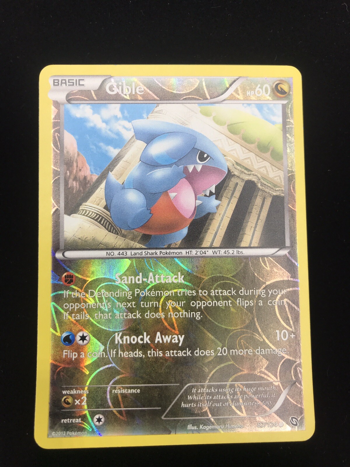 Pokémon Gible Reverse Holo #87/124 Dragons Exalted 2012