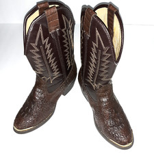 Smokey Mountain Cowboy Boots Youth Sz 1.5 Reptile Brown Gator Print Goldtone Tip