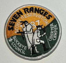 Camp Seven Ranges Ohio Buckeye Council 1987 Boy Scout Patch BW4