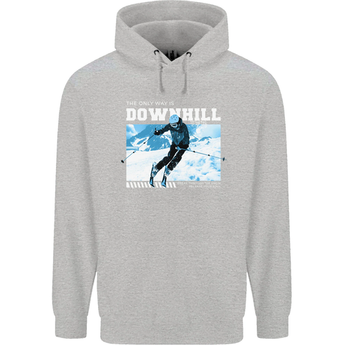 The Only Way is Downhill Skiing Ski Skier Childrens Kids Hoodie - Picture 53 of 84
