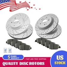 Front Rear Disc Brake Rotors And Ceramic Pad For 2017-2022 Honda CR-V GAS engine