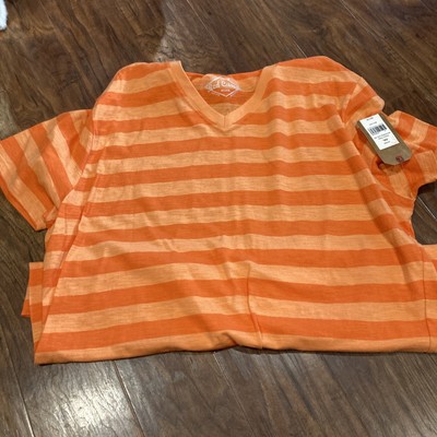 Red Camel Peach Tonal Striped V Neck Tee XXL
