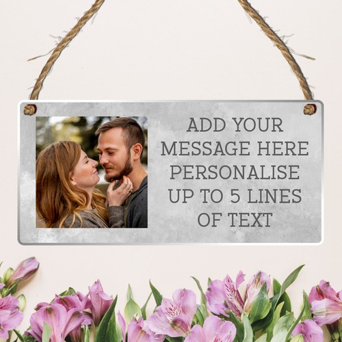 Personalised Photo & Message Plaque, Custom Hanging Sign with 5 Lines of Text - Picture 55 of 192