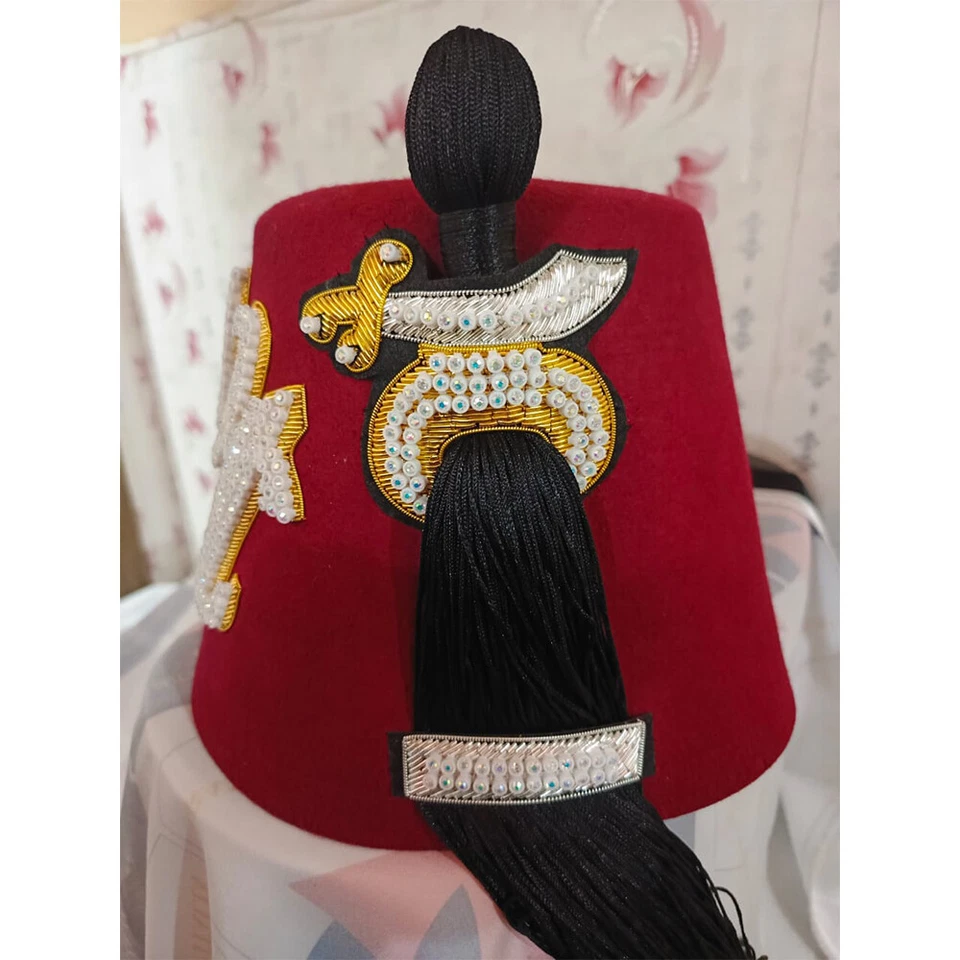 Sombrero Fez Oficial Shriner Masónico Regalia Hecho a Medida con Estuche de Sombrero de Mano Foto 4 de 4