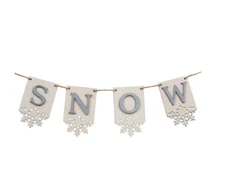 CWI  Christmas Decor -Snow Tier Tray Mini Small Banner Garland Clip