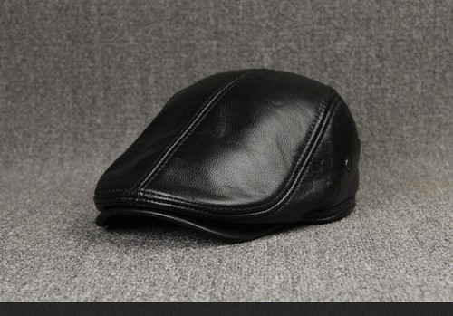 Hombres Newsboy Sombreros Cuero Genuino Plano Taxista Boina Panadero Lujo Gorras de Béisbol - Imagen 11 de 15