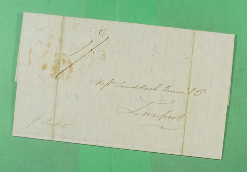 DR WHO 1857 BRITISH GUIANA STAMPLESS F/L DEMERARA TO ENGLAND SHIP m12196