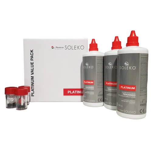 Menicon Soleko Platinum Peroxide Solution Soft RGP  Ortho-K CL 3x360ml + 3 Case