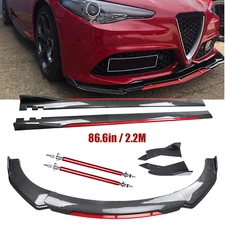 Front Bumper Lip Spoiler Splitter Side Skirt Carbon Fiber For Alfa Romeo Giulia