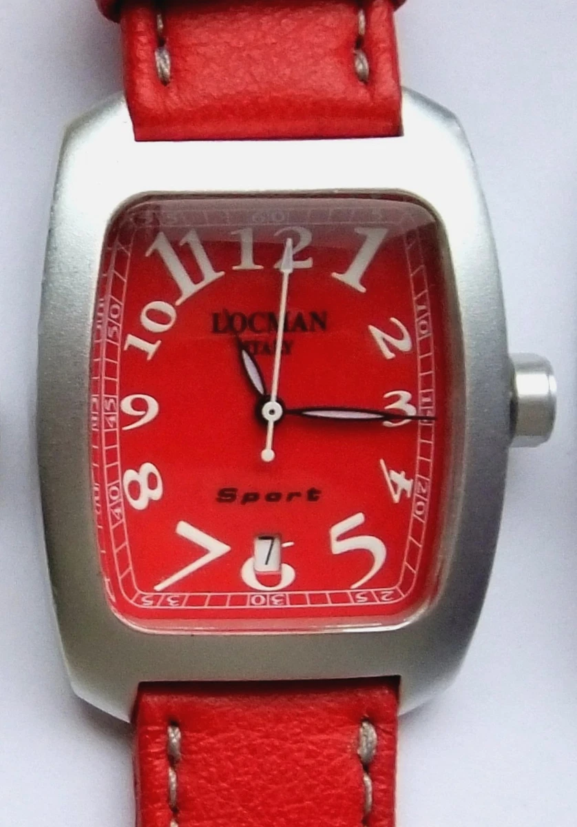 LOCMAN CLASSIC BARREL SHAPED SPORT WATCH Model 488 RED. NEW Made
