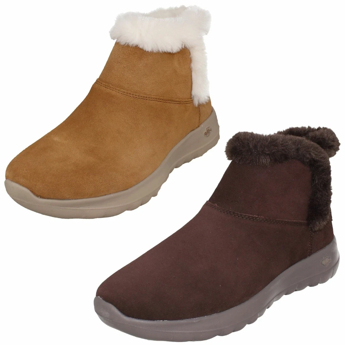 LADIES SKECHERS 15501 GO JOY BUNDLE UP PULL ON BOOTS FAUX FUR SIZE WINTER | eBay