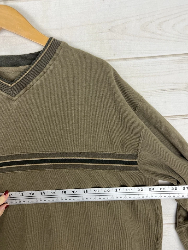 Suéter De Colección Sonoma Para Hombres XL Verde Cuello en V Algodón Manga Larga Y2k Pullover Foto 4 de 4