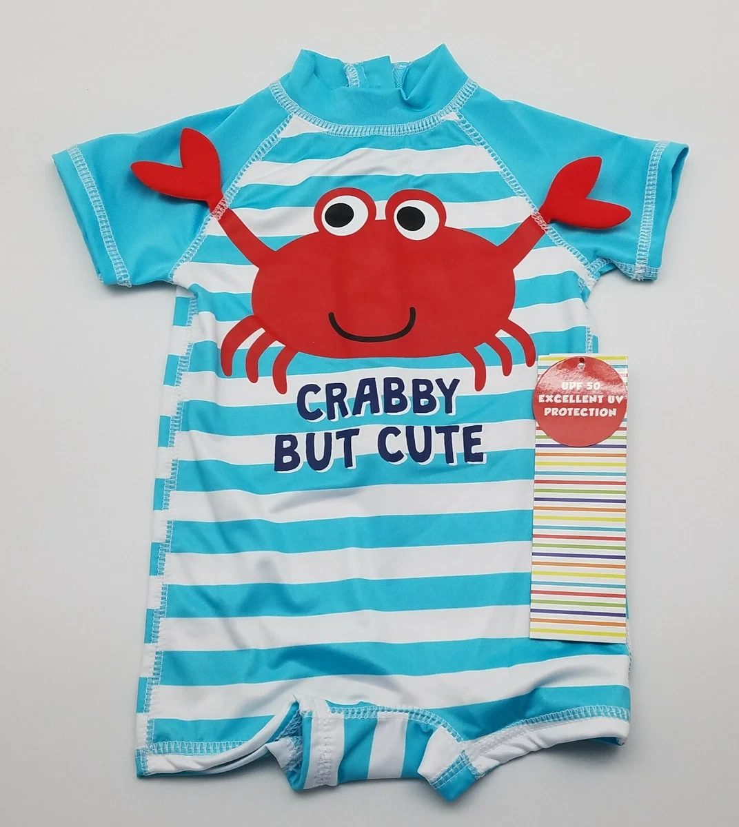 New Crabby But Cute Baby Boy 0 6M 6 9M One Piece Rash Guard