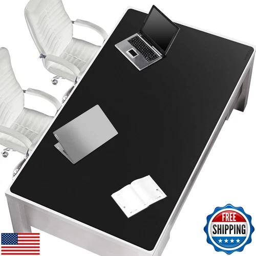 Mydours Giant 70.9" x 35.4" PU Leather Desk Pad, Dual-Texture Black Surface f