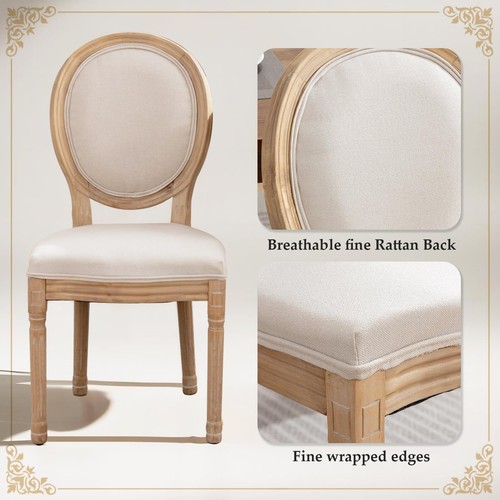 SOAR FLASH Linen Fabric Dining Chair Set of 2 Armless Accent Side Chair Wood Leg - Picture 9 of 30