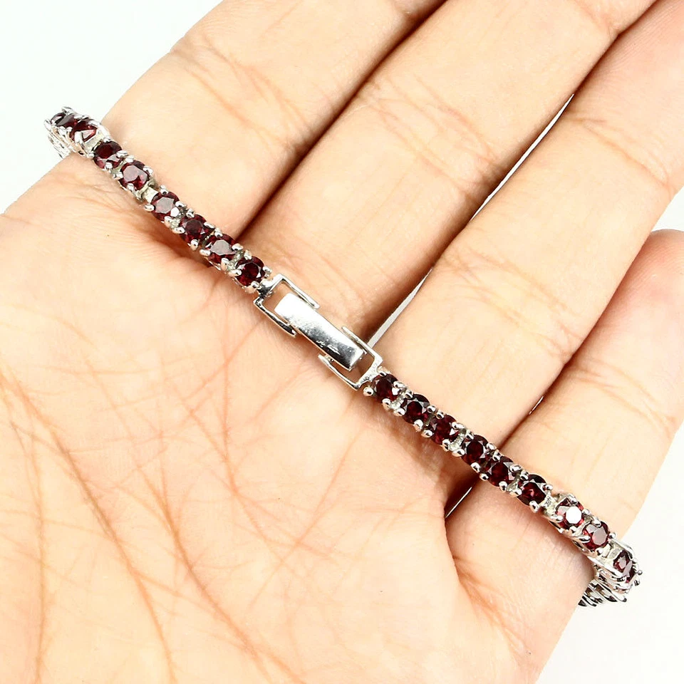 AMETHYST, RHODOLITE GARNET & RUBY BRACELET .925 STERLING SILVER 14K WGP SZ 7.5 - Image 3 of 3