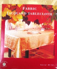 SULTANS LINENS GOLD FABRIC JACQUARD TABLE CLOTH 52" x 70" FALL HOLIDAY CHRISTMAS