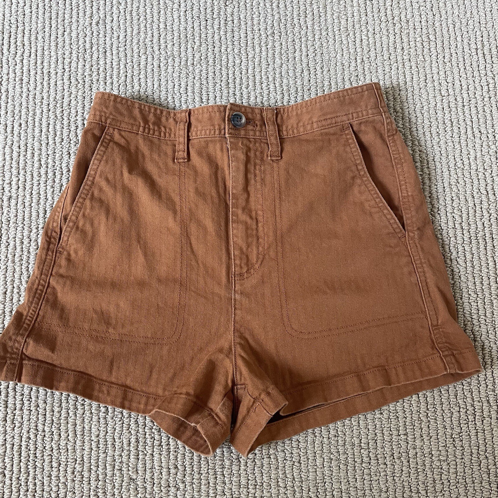 Madewell Burnt Orange XS Pull-On Shorts with Elastic Waistband