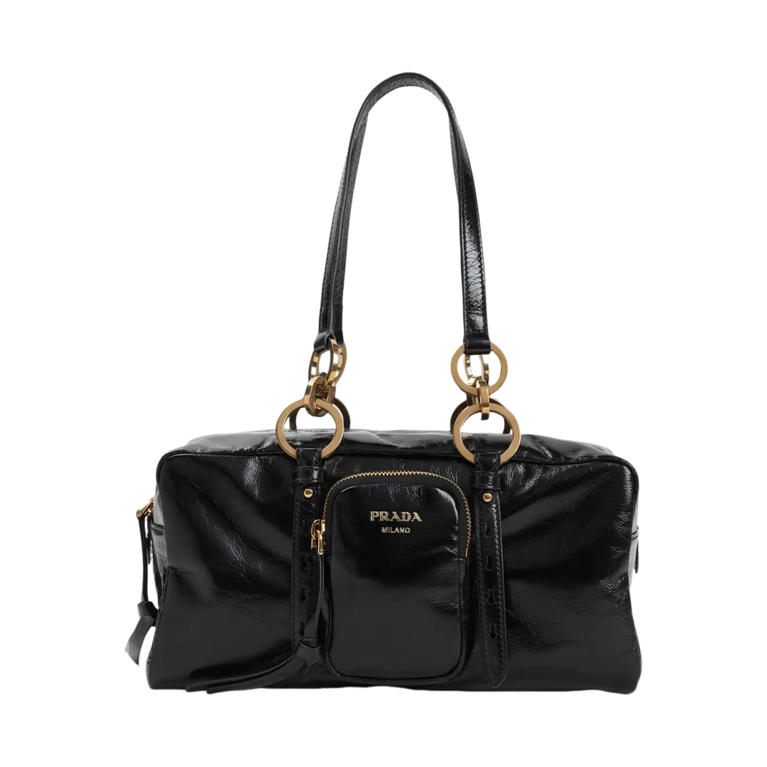 トートバッグ Prada Dangle Medium Leather Top-Handle Bag Black PRADA Dangle Medium $3500 Black Leather Top Handle Bag New