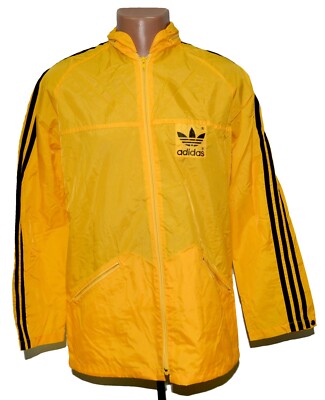 ADIDAS VINTAGE 80ER JAHRE GELB FUSSBALL REGEN JACKE TRIKOT GR XS ERWACHSENE