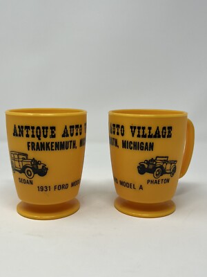 Vintage Frankenmuth Michigan Antique Auto Village Plastic cups Ford Model A