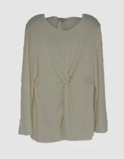 $156 Neiman Marcus Women's White Solid Long Sleeve Twist Front Top Size Large
