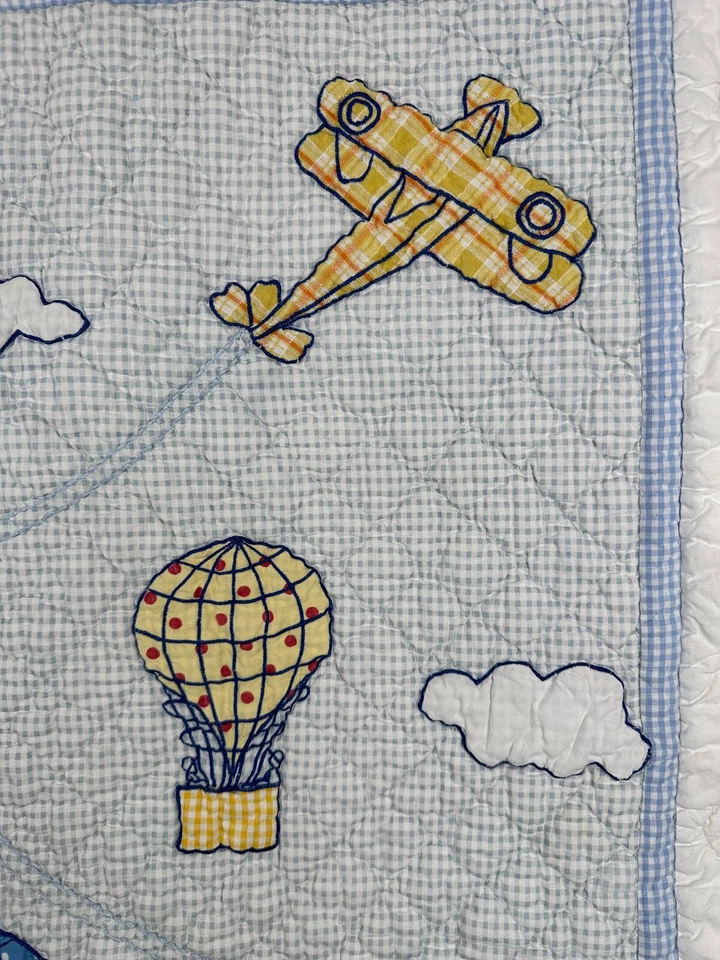 Victorian Heart Lasting Impressions Quilted Blue/Wht Toddler Throw Blanket 48x33 - Image 3 of 4