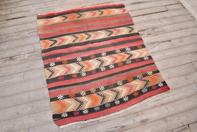 Tapis turc kilim taille 3'x3,6' tissé à la main Kars Arearug Cicim 93x112cm t... - Photo 1/4