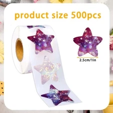 500Pcs/Rolll Glittering Star Sticker for Kids Reward Colorful Star Labels
