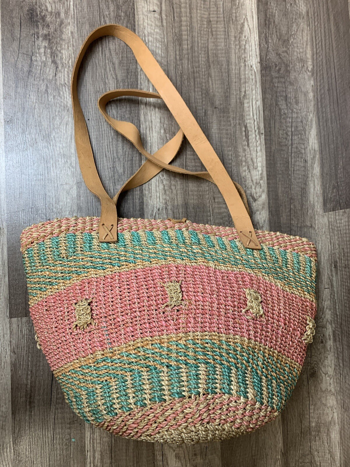 Vintage Woven Wicker Rattan Straw Handbag Tote Purse Bag Made In ...