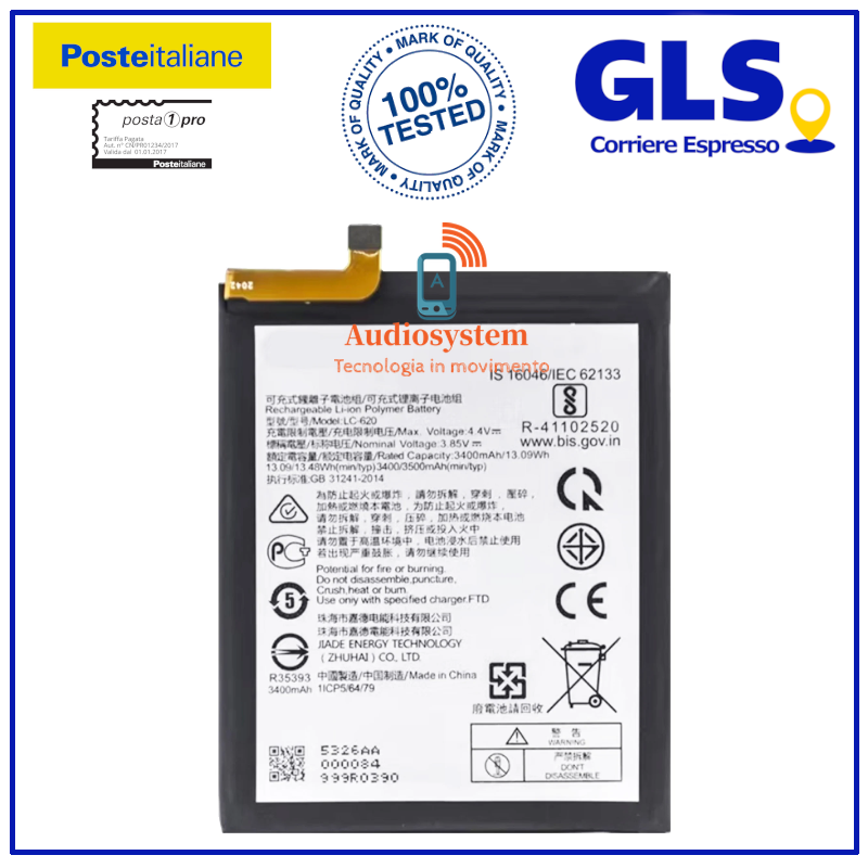 BATTERIA per NOKIA 6.2 / 7.2 TA-1181 1196 1198 LC-620 3500MaH PARI ORIGINALE