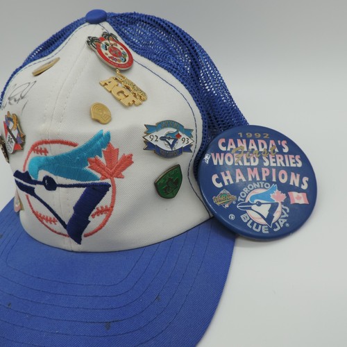 Toronto Blue Jays Vintage Alex Gonzalez Signed Auto Hat Pins Mesh trucker Cap 90 - Picture 3 of 8